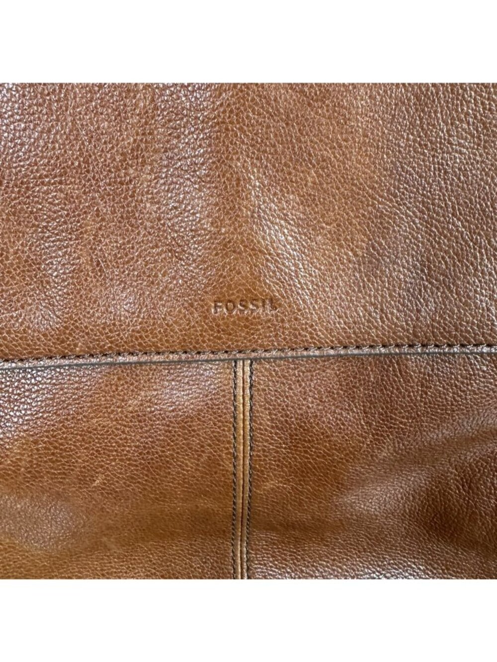 Fossil Cognac Brown Pebbled Leather Flap Backpack Purse Two Tone Travel Bag - Picture 2 of 8